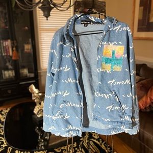 Knitswell UO Exclusive Monet Denim Harrington Jacket Size L